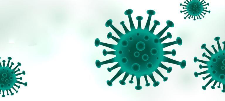 coronavirus disease outbreak background with virus cell
