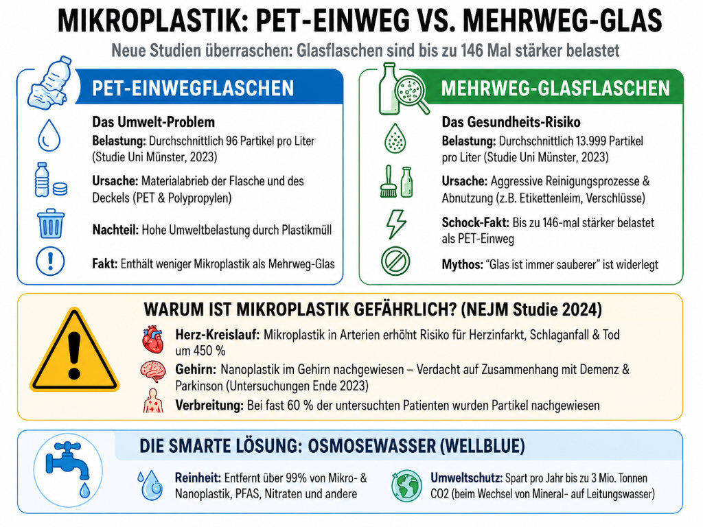 PET-vs-Glasflasche Mikroplastik Belastung in der Übersicht